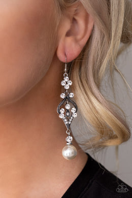Elegantly Extravagant - Paparazzi White Earrings - BlingbyAshleyNicole
