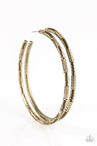 The Tough Girl - Paparazzi Brass Hoop Earring