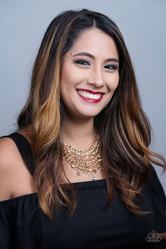 Fishing for Compliments - Paparazzi Gold Blockbuster Necklace - BlingbyAshleyNicole