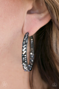 GLITZY By Association | Paparazzi Black Hoop Earring - BlingbyAshleyNicole