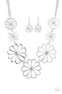 Blooming With Beauty - Paparazzi Silver Necklace - BlingbyAshleyNicole