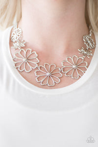 Blooming With Beauty - Paparazzi Silver Necklace - BlingbyAshleyNicole