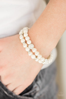 Teasingly Tinseltown - White Bracelet - BlingbyAshleyNicole