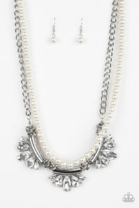 Bow Before The Queen - Paparazzi White Necklace - BlingbyAshleyNicole