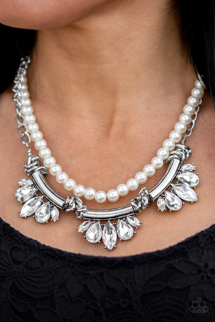 Bow Before The Queen - Paparazzi White Necklace - BlingbyAshleyNicole