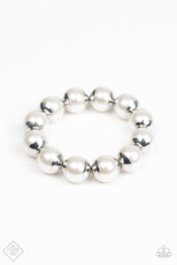 One Woman Show-STOPPER - Paparazzi White Bracelet - BlingbyAshleyNicole