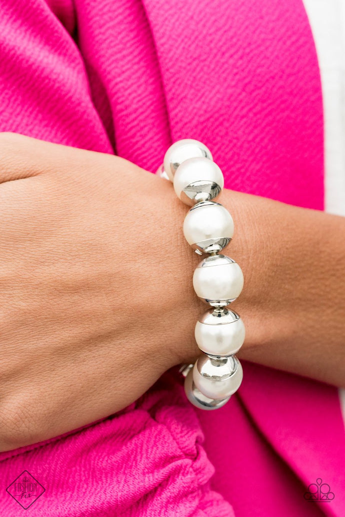One Woman Show-STOPPER - Paparazzi White Bracelet - BlingbyAshleyNicole