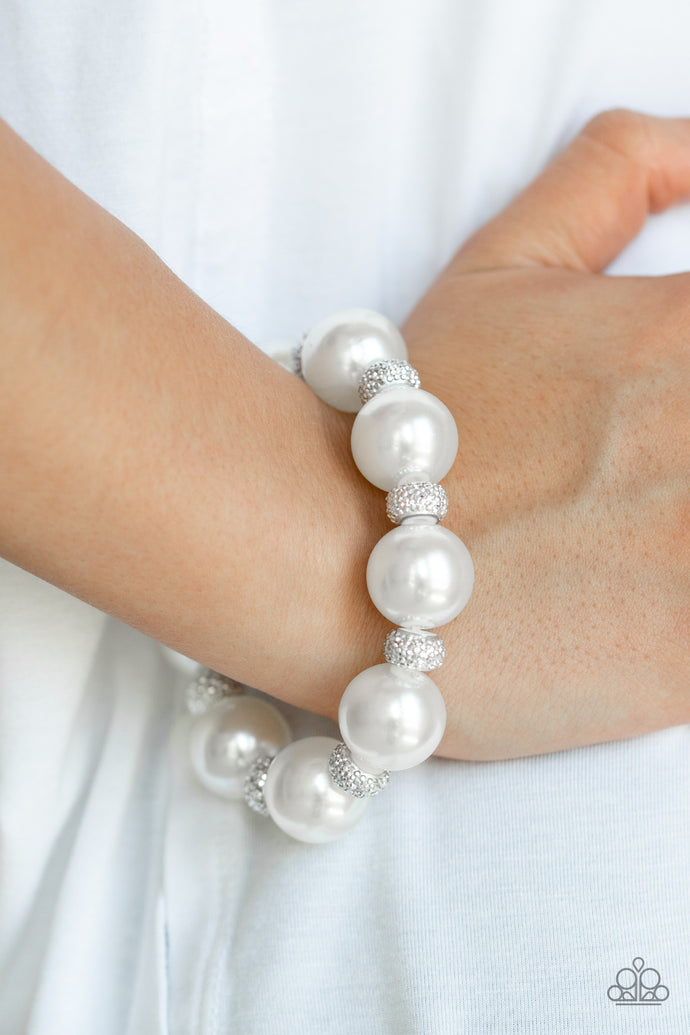 Extra Elegant  | Paparazzi White Bracelet - BlingbyAshleyNicole
