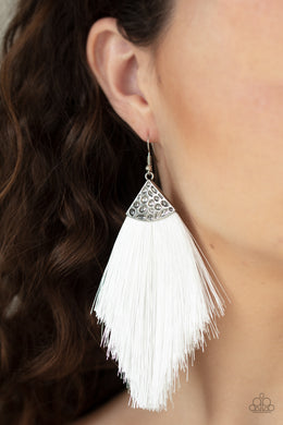 Tassel Tempo - Paparazzi White Earrings - BlingbyAshleyNicole