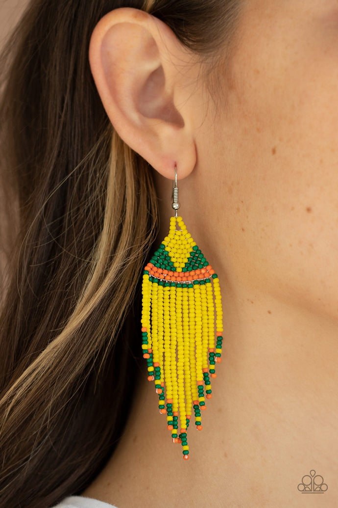 BEADazzle Me | Yellow Paparazzi Earrings - BlingbyAshleyNicole