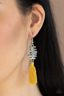 Tiki Tassel | Paparazzi Yellow Earring - BlingbyAshleyNicole