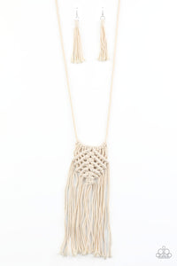 Macrame Mantra - Paparazzi White Necklace - BlingbyAshleyNicole