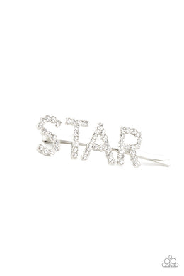Star In Your Own Show - Paparazzi White Hair Clip - BlingbyAshleyNicole