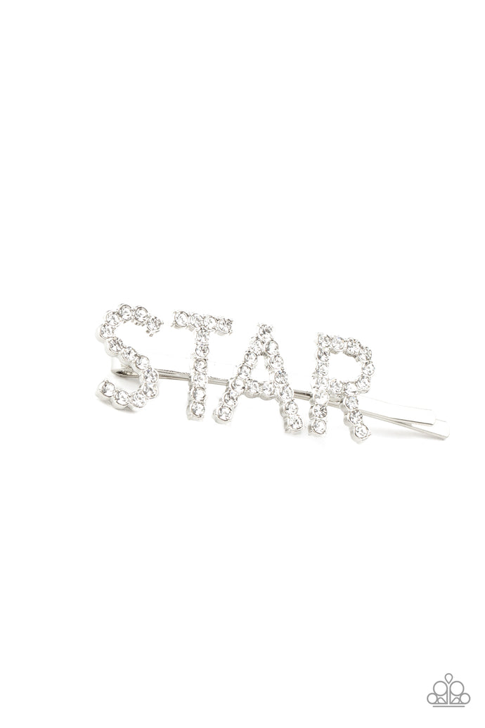 Star In Your Own Show - Paparazzi White Hair Clip - BlingbyAshleyNicole