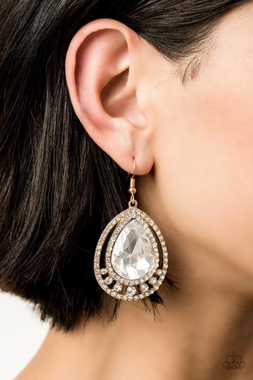 All Rise For Her Majesty | Paparazzi Gold Earring - BlingbyAshleyNicole