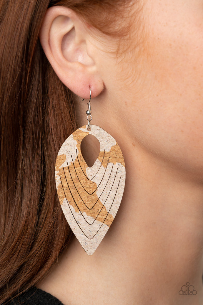 Cork Cabana | Paparazzi White Earring - BlingbyAshleyNicole