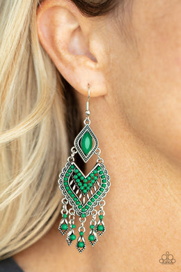 Dearly Debonair | Paparazzi Green Earrings - BlingbyAshleyNicole