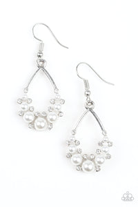Fancy First | Paparazzi White Earring - BlingbyAshleyNicole
