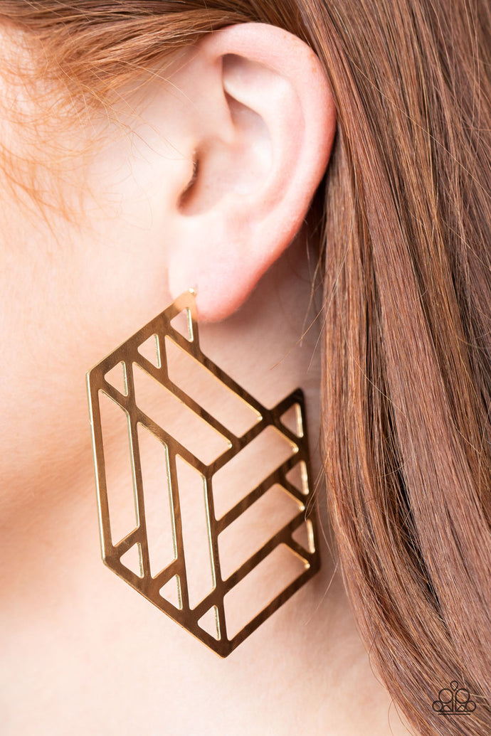 Gotta Get GEO-ing | Paparazzi Gold Earrings - BlingbyAshleyNicole