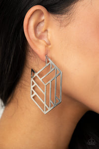 Gotta Get GEO-Ing | Paparazzi Silver Earring - BlingbyAshleyNicole