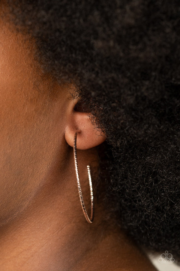 Inclined to Entwine | Paparazzi Rose Gold Hoop Earring - BlingbyAshleyNicole