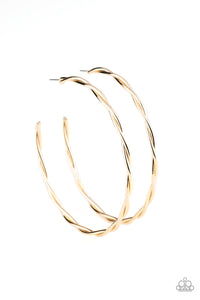 Out of Control Curves | Paparazzi Gold Hoop Earring - BlingbyAshleyNicole