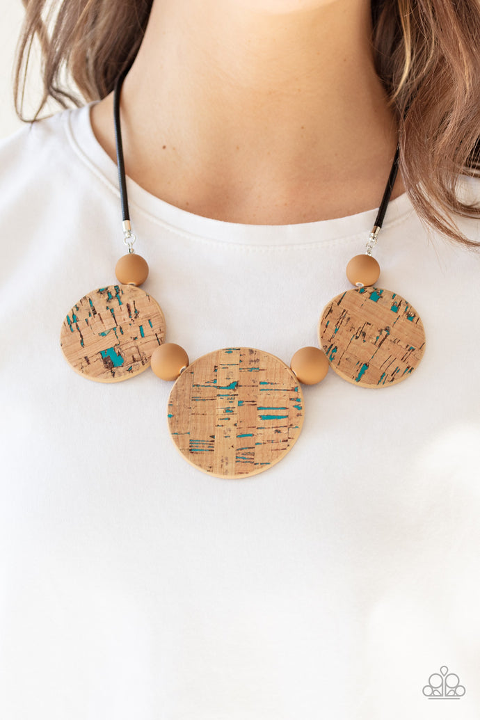Pop The Cork - Paparazzi Blue Cork Necklace - BlingbyAshleyNicole