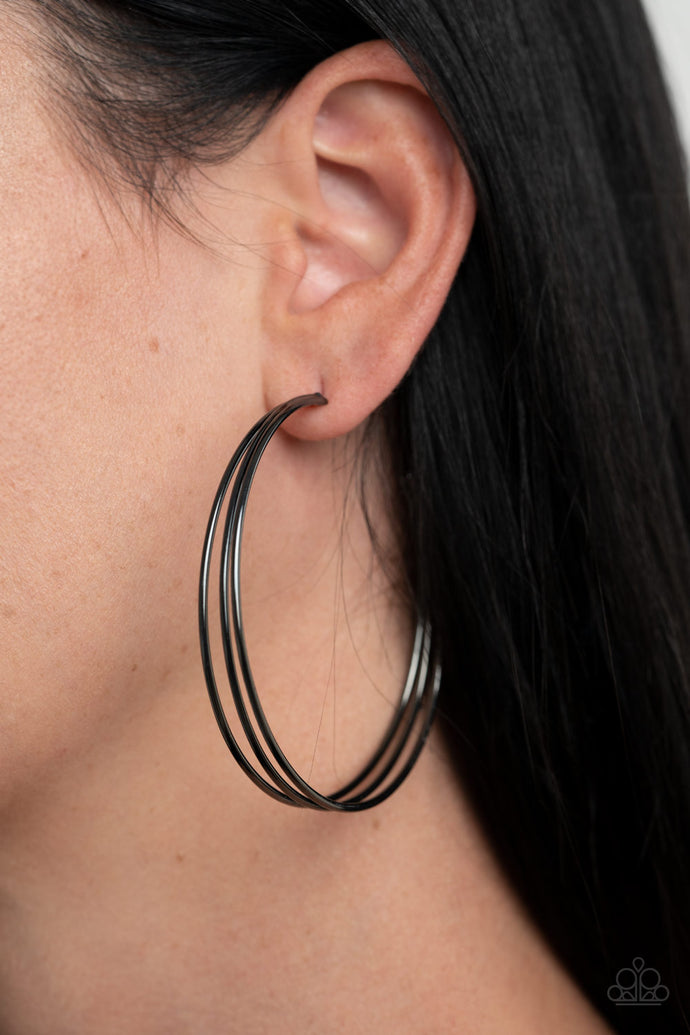 Rimmed Radiance - Paparazzi Black Hoop Earrings - BlingbyAshleyNicole