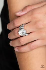 Shine Bright Like A Diamond - Paparazzi White Ring - BlingbyAshleyNicole