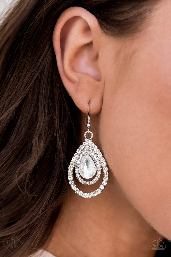 So The Story GLOWS - Paparazzi White Teardrop Earring - BlingbyAshleyNicole