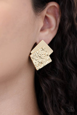 Square With Style | Paparazzi Gold Post Earring - BlingbyAshleyNicole