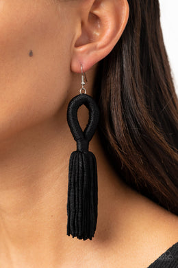 Tassels and Tiaras | Paparazzi Black Tassel Earring - BlingbyAshleyNicole