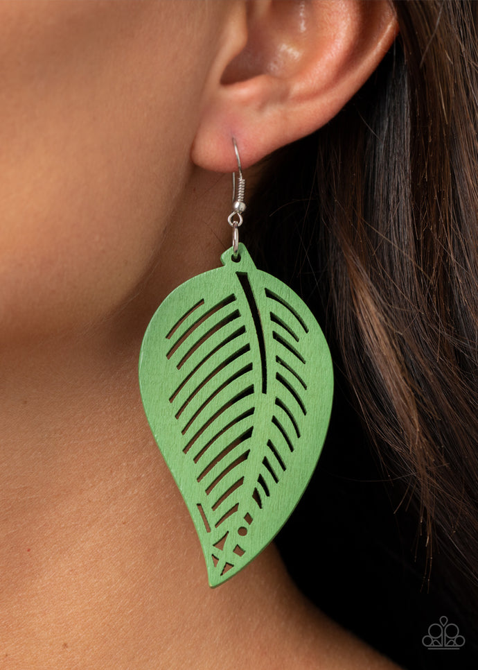 Tropical Foliage | Paparazzi Green Earring - BlingbyAshleyNicole