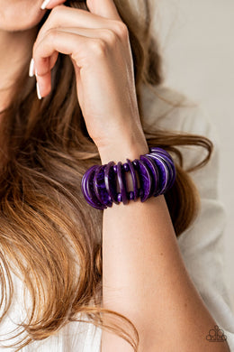 Tropical Tiki Bar - Paparazzi Purple Wooden Bracelet - BlingbyAshleyNicole