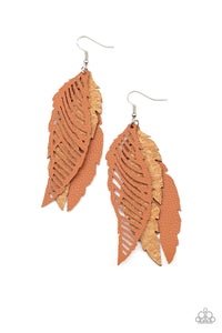 WINGING Off The Hook | Paparazzi Brown Earrings - BlingbyAshleyNicole